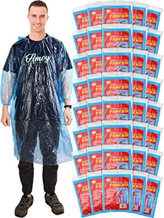 Other - Disposable Rain Ponchos 40 Pack Waterproof Hooded Raincoat Camping Outdoor